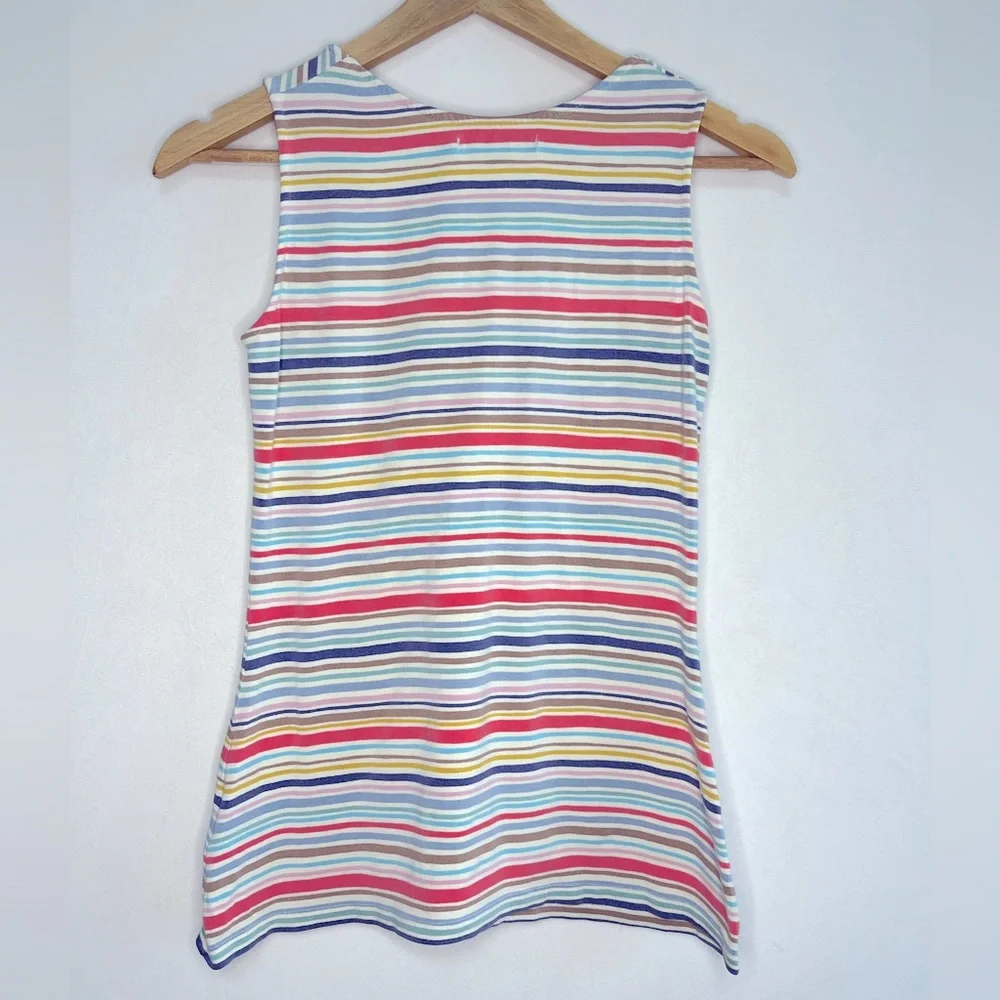Boden Colorful Striped Sleeveless V-neck Flower Womens Top Size 4 - Picture 4 of 4